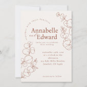 Terracotta minimalistische botanische bruiloft kaart (Voorkant)