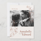 Terracotta minimalistische botanische bruiloft kaart (Achterkant)