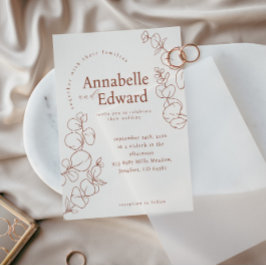 Terracotta minimalistische botanische bruiloft kaart