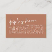 Terracotta minimalistische bruids display douche informatiekaartje (Voorkant)