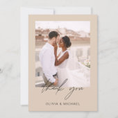 Terracotta minimalistische bruiloft dank u foto bedankkaart (Voorkant)