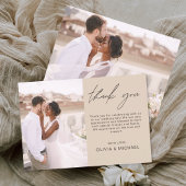 Terracotta minimalistische bruiloft dank u foto bedankkaart