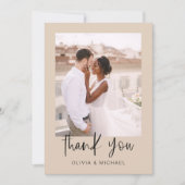 Terracotta minimalistische bruiloft dank u foto bedankkaart (Voorkant)