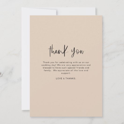 Terracotta minimalistische bruiloft dank u foto bedankkaart (Achterkant)