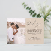 Terracotta minimalistische bruiloft dank u foto bedankkaart (Staand voorkant)