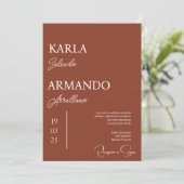 Terracotta minimalistische bruiloft uitnodiging sp (Staand voorkant)