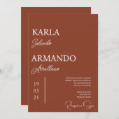 Terracotta minimalistische bruiloft uitnodiging sp (Voorkant / Achterkant)