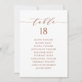 Terracotta minimalistische bruiloft zitplan Kaart (Voorkant)