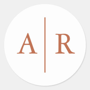 Terracotta Minimalistische Elegante Envelopezegel, Ronde Sticker