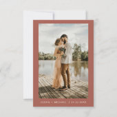 Terracotta minimalistische elegante foto bruiloft kaart (Voorkant)