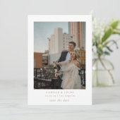 Terracotta Minimalistische Elegante Foto Save the  Kaart (Staand voorkant)