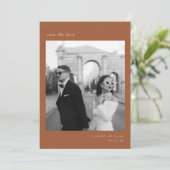 Terracotta Minimalistische Elegante Foto Save the Kaart (Staand voorkant)