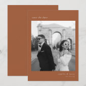 Terracotta Minimalistische Elegante Foto Save the Kaart (Voorkant / Achterkant)