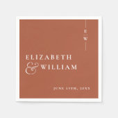 Terracotta minimalistische elegante monogram bruil servet (Voorkant)