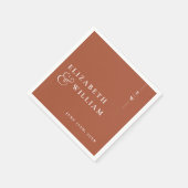 Terracotta minimalistische elegante monogram bruil servet (Hoek)