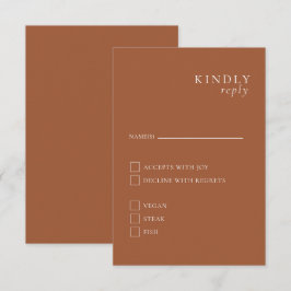 Terracotta Minimalistische Elegante RSVP-kaart Informatiekaartje