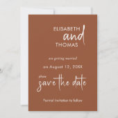 Terracotta minimalistische elegante save the date  (Voorkant)