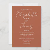 Terracotta minimalistische elegante script bruilof kaart (Voorkant)