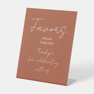 Terracotta minimalistische elegante script gunsten reclamebord met voetstuk
