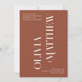 Terracotta minimalistische foto bruiloft + QR deta Kaart (Voorkant)