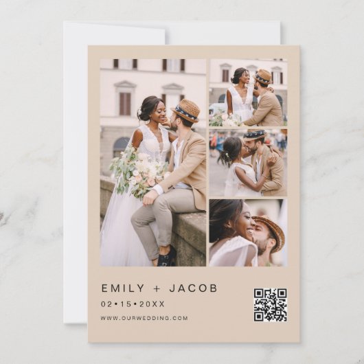 Terracotta minimalistische foto QR code bruiloft Kaart (Voorkant)