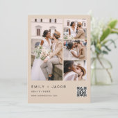 Terracotta minimalistische foto QR code bruiloft Kaart (Staand voorkant)