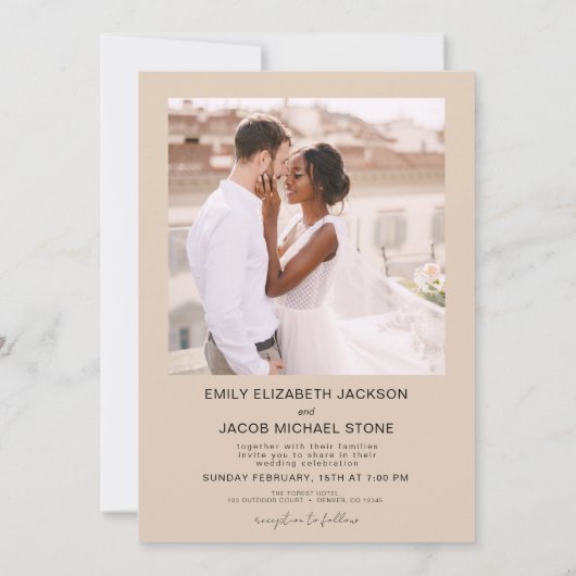 Terracotta minimalistische foto QR code bruiloft Kaart (Achterkant)