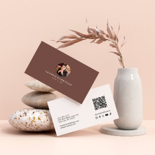 Terracotta Minimalistische Foto Qr Code Sociale Me Visitekaartje