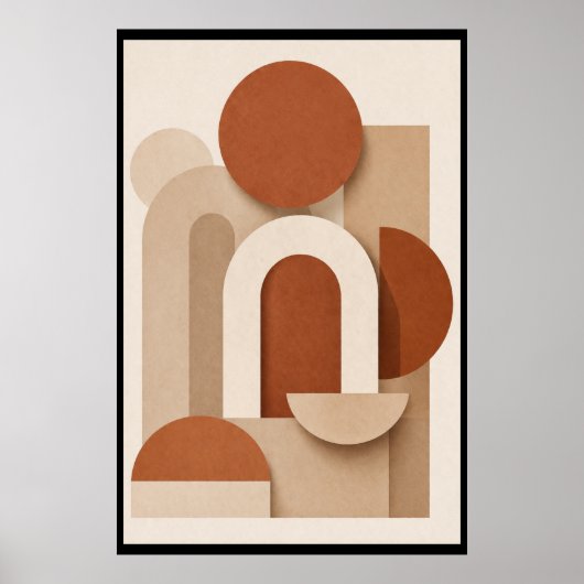 Terracotta Minimalistische Geometrische Poster (Voorkant)