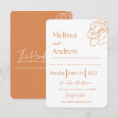 Terracotta minimalistische huwelijksuitnodiging kaart (Voorkant / Achterkant)