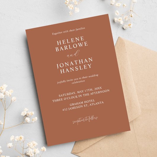 Terracotta minimalistische klassieke elegante brui kaart