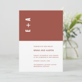 Terracotta minimalistische kleur blok Initialen br Kaart (Staand voorkant)