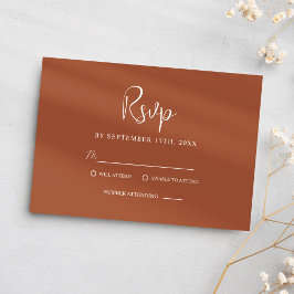 Terracotta minimalistische moderne elegante bruilo RSVP kaartje