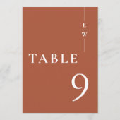 Terracotta minimalistische moderne monogram tafel  kaart (Achterkant)