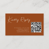 Terracotta minimalistische moderne QR CODE bruilof Informatiekaartje (Voorkant)