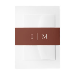 Terracotta Minimalistische Monogram Huwelijk Uitnodigingen Wikkel