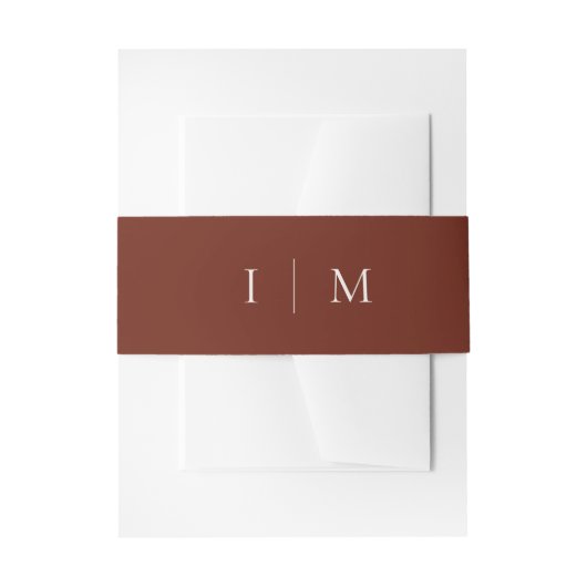 Terracotta Minimalistische Monogram Huwelijk Uitnodigingen Wikkel (Voorkant Voorbeeld)