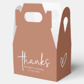 Terracotta minimalistische script bruidsdouche gev bedankdoosjes (Geopend)