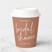 Terracotta minimalistische script bruidsdouche papieren bekers (Voorkant)