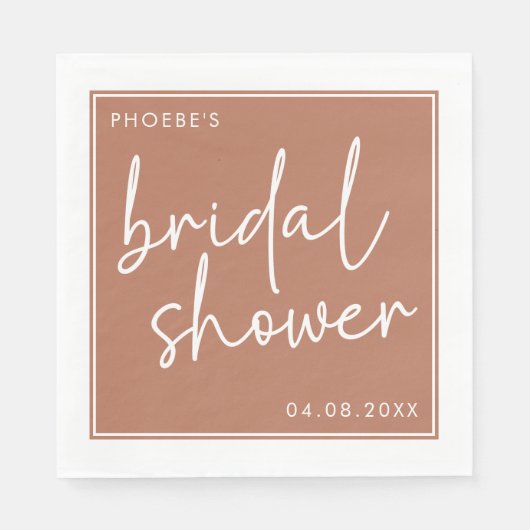 Terracotta Minimalistische Script Bruidsmeisjesfee Servet (Voorkant)