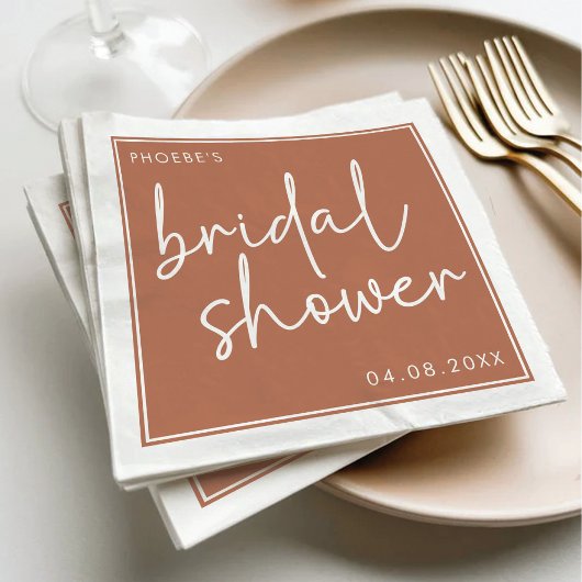 Terracotta Minimalistische Script Bruidsuitnodigin Servet