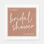 Terracotta Minimalistische Script Bruidsuitnodigin Servet (Voorkant)