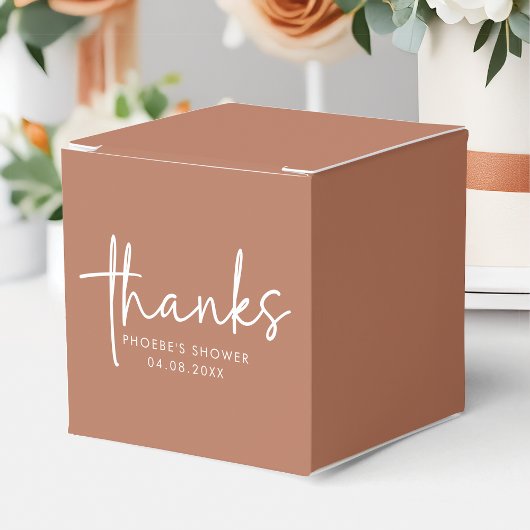 Terracotta Minimalistische Script Bruiloftfeest Vi Bedankdoosjes