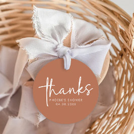 Terracotta Minimalistische Script Bruiloftsfeest Bedankjes Labels