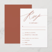 Terracotta Minimalistische Script Responskaart RSVP Kaartje (Voorkant / Achterkant)