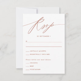 Terracotta Minimalistische Script Responskaart RSVP Kaartje
