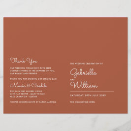 Terracotta Minimalistische Script Trouwprogramma
