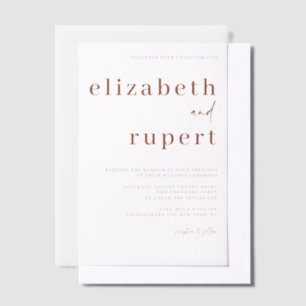 Terracotta minimalistische serif typografie bruilo vellum uitnodigingen