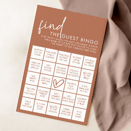 Terracotta Minimalistische Shower Gast Bingo Spel