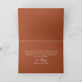 Terracotta minimalistische tak blad bruiloft bedankkaart (Binnen)